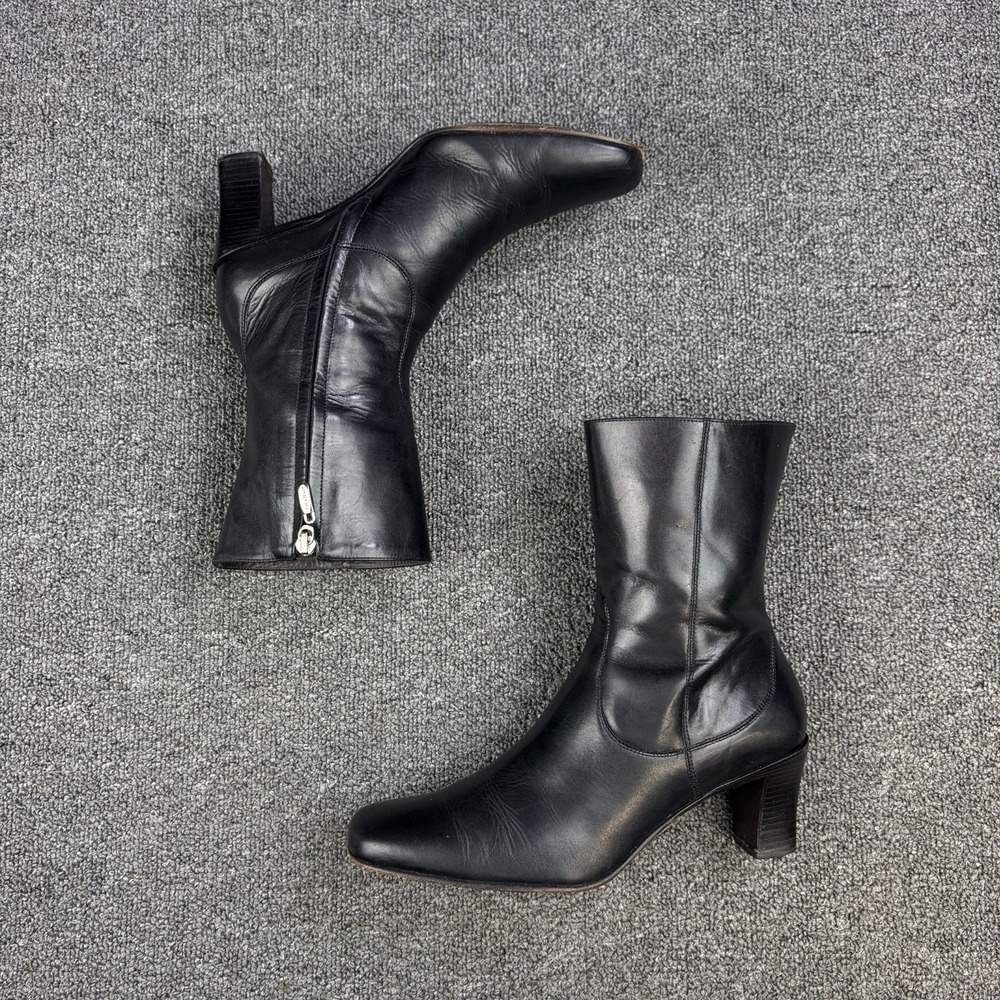 Cole Haan Country Black Leather Heeled Ankle Boots Women's Size 8 B Made Brazil - Picture 3 of 12
